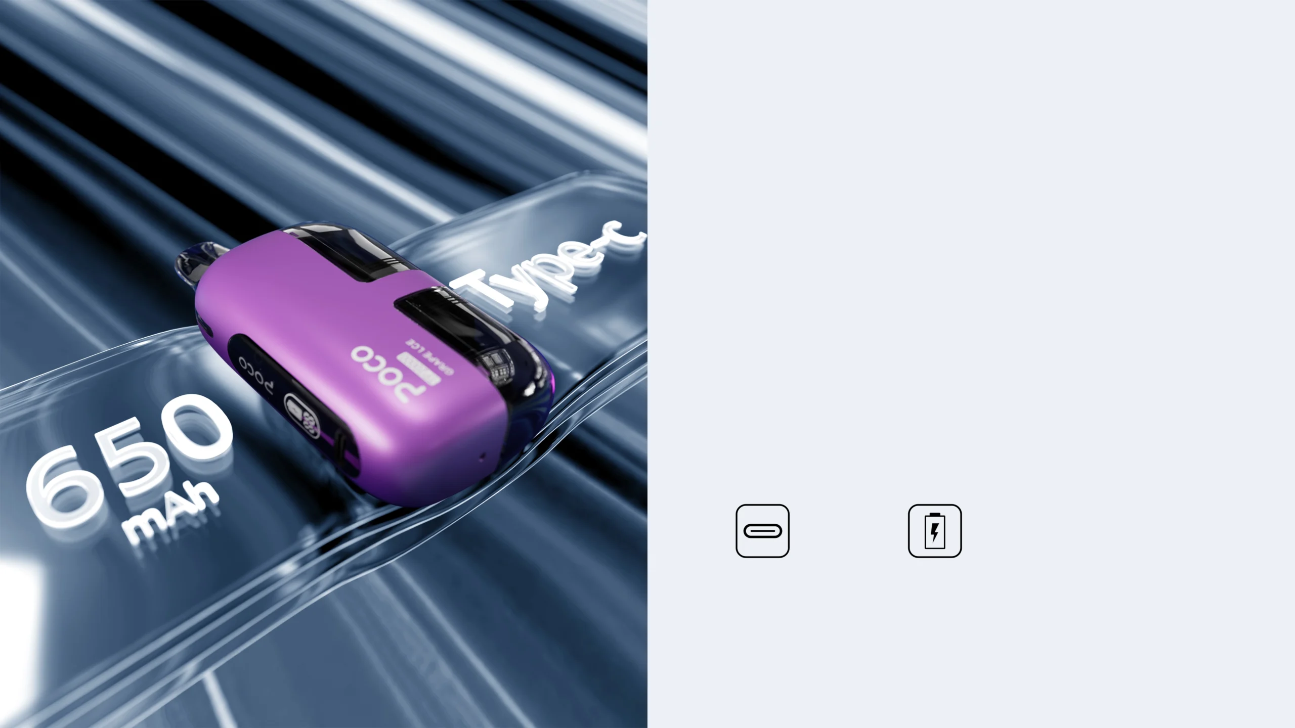 650mAh Rechargeable Battery Type-C background