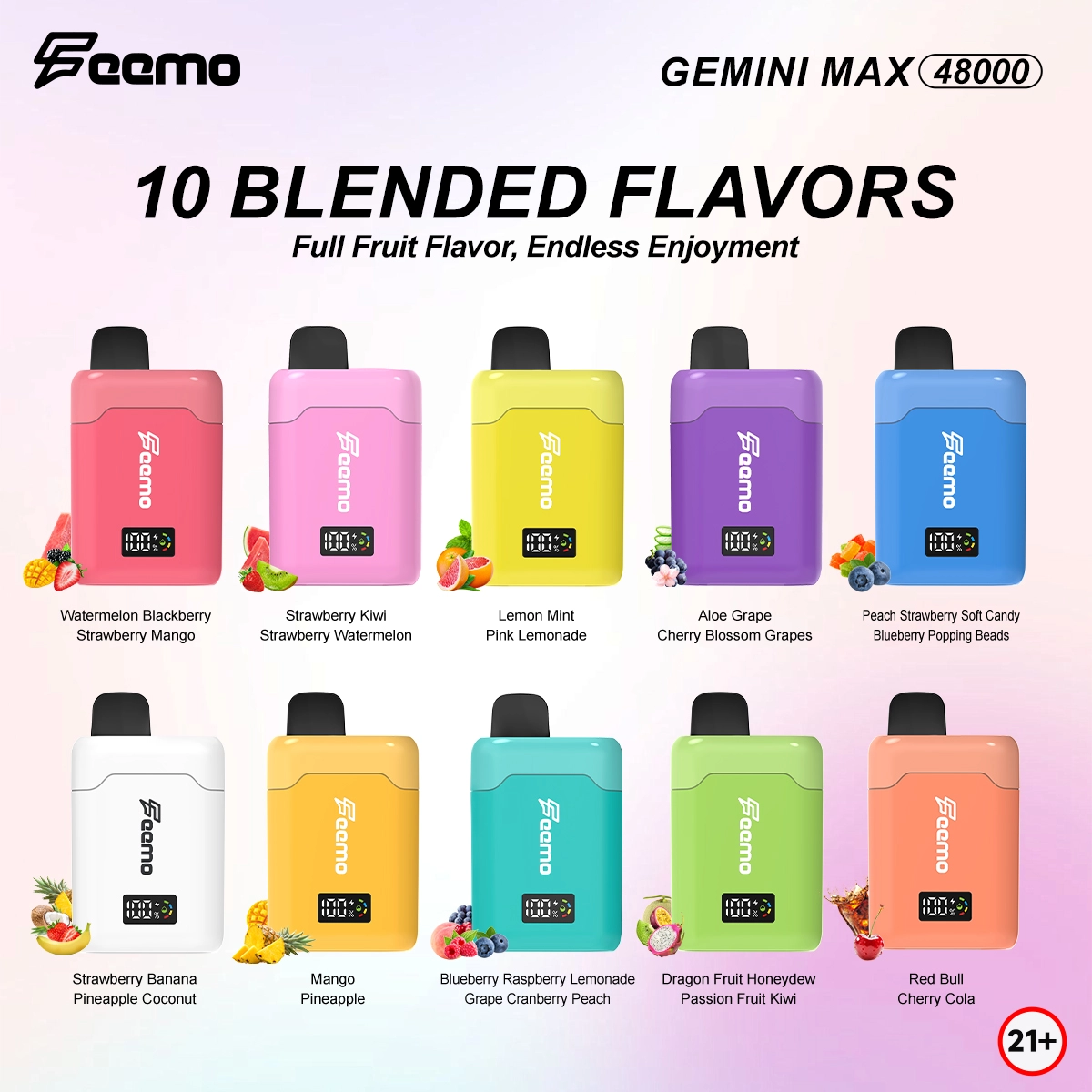 FEEMO 48000 puffs flavors grid